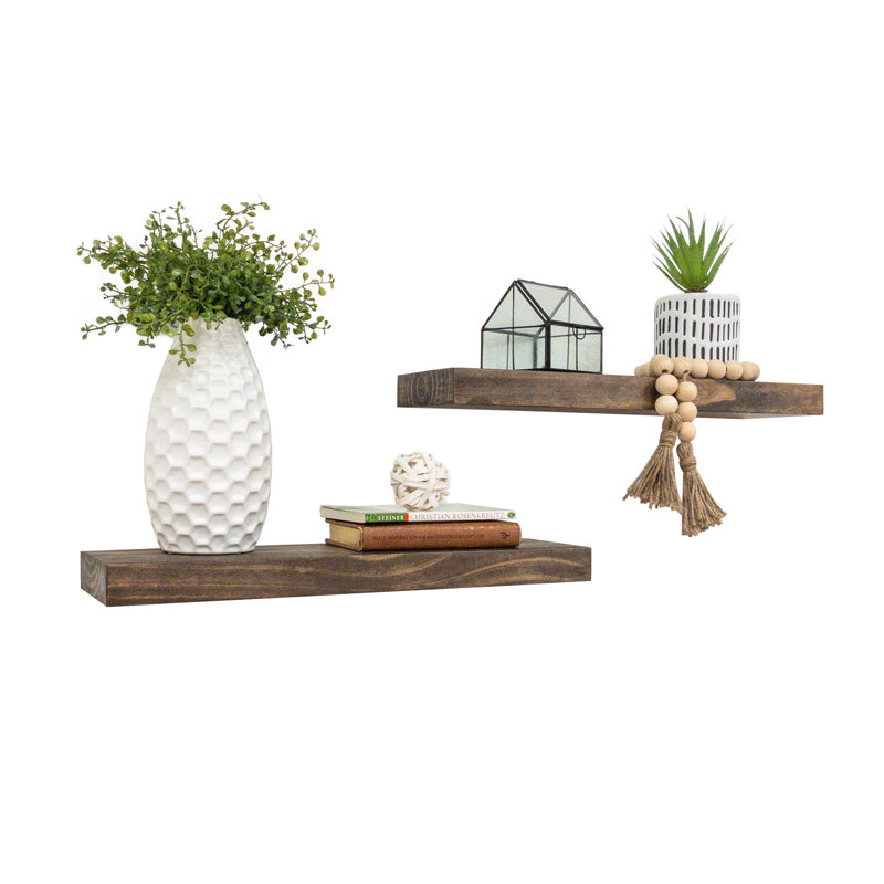 Birch Lane™ Grant 2 Piece Pine Solid Wood Floating Shelf & Reviews Wayfair